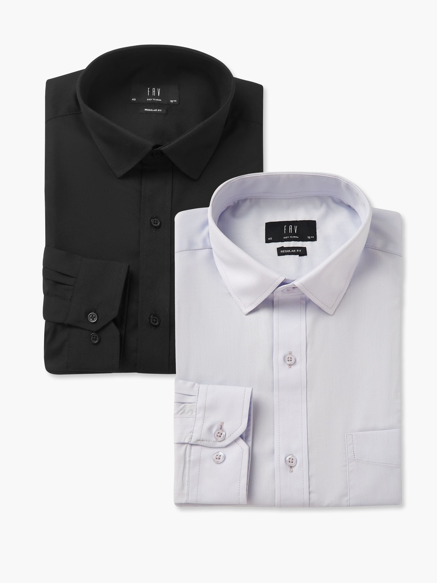 Men Regular Fit Collared Long Sleeves Shirt - Set of 2