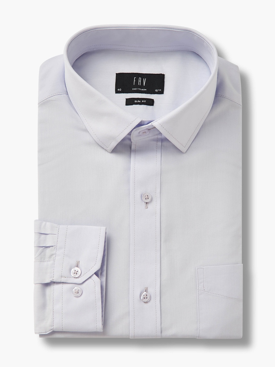 Set of 2 - Men Slim Fit Collared Long Sleeves Shirt