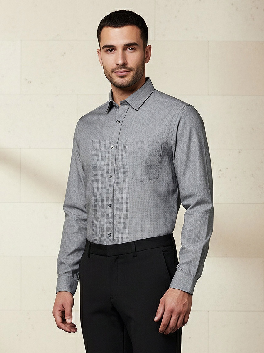 Men Slim Fit Collared Textured Long Sleeves Shirt