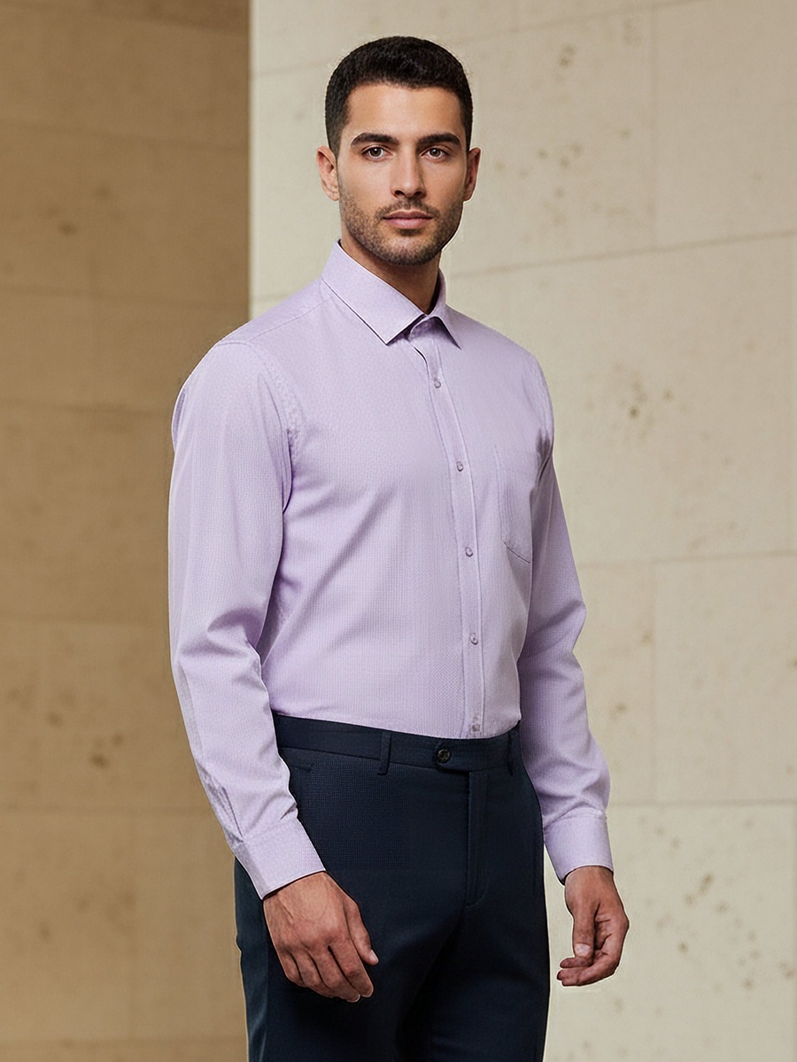Men Regular Fit Spread Collar Textured Long Sleeves Shirt