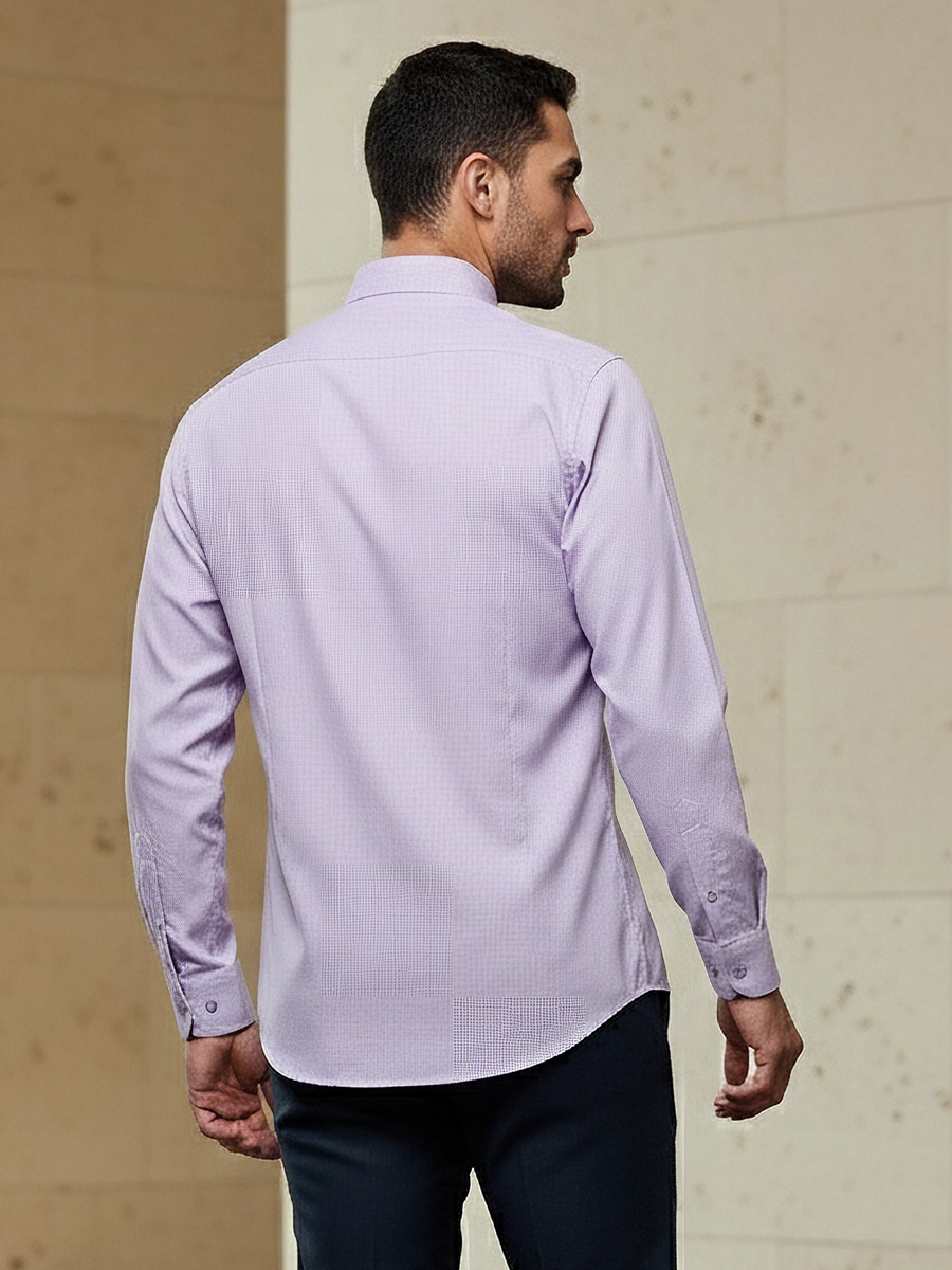 Men Regular Fit Spread Collar Textured Long Sleeves Shirt