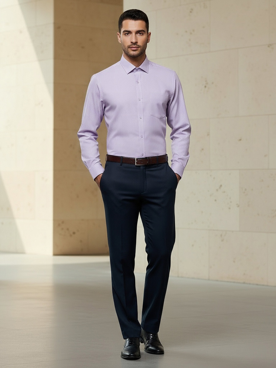 Men Regular Fit Spread Collar Textured Long Sleeves Shirt