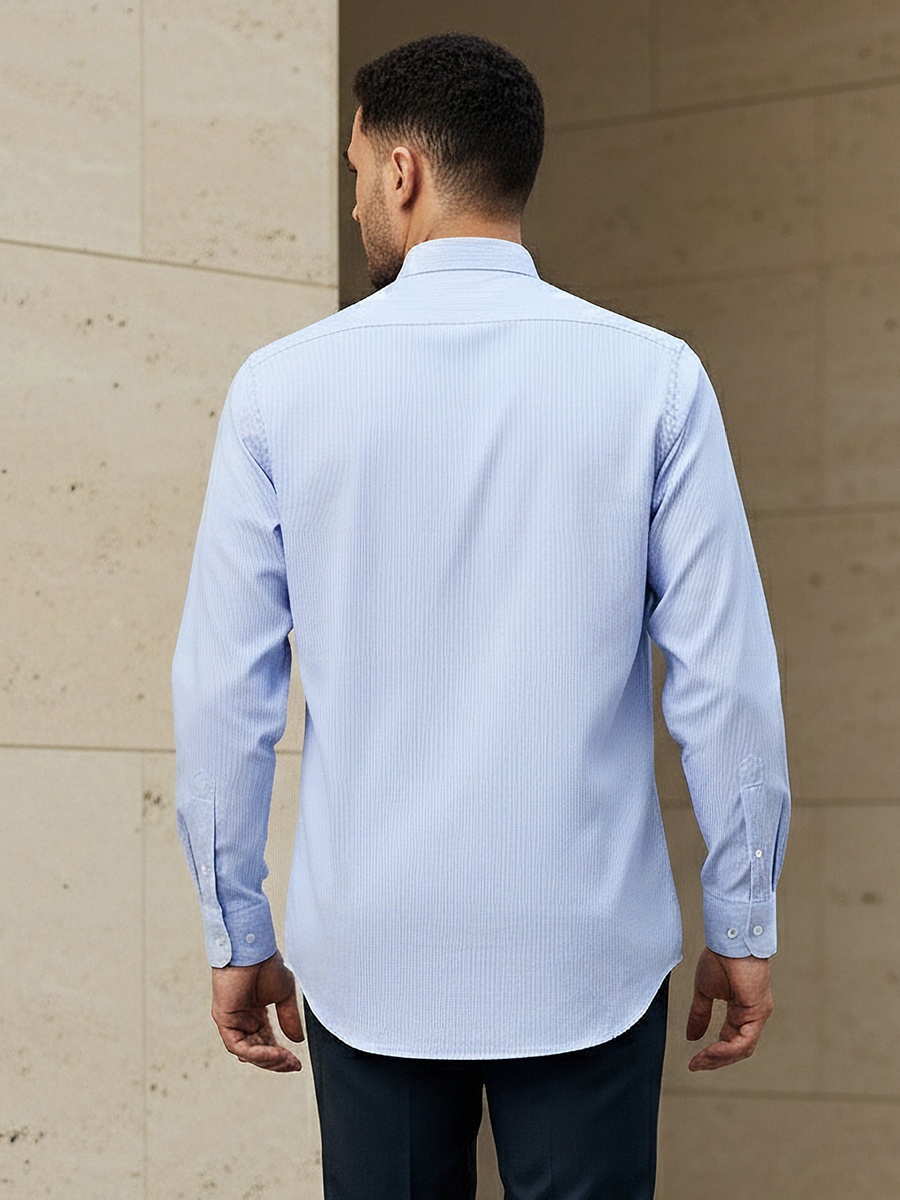 Men Regular Fit Collared Striped Long Sleeves Shirt