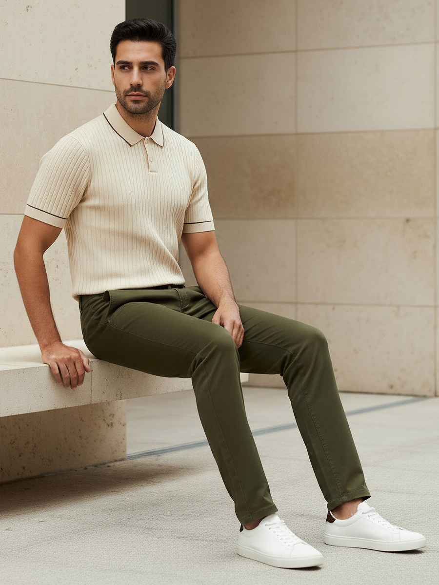 Men Slim Fit Chinos with Pockets