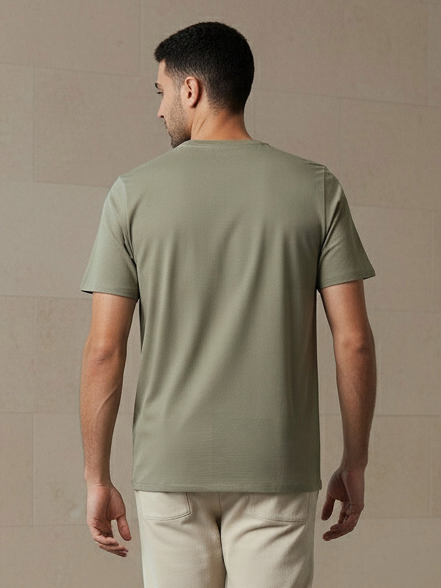 Men Slim Fit Round Neck Short Sleeve Slogan Print T-Shirt