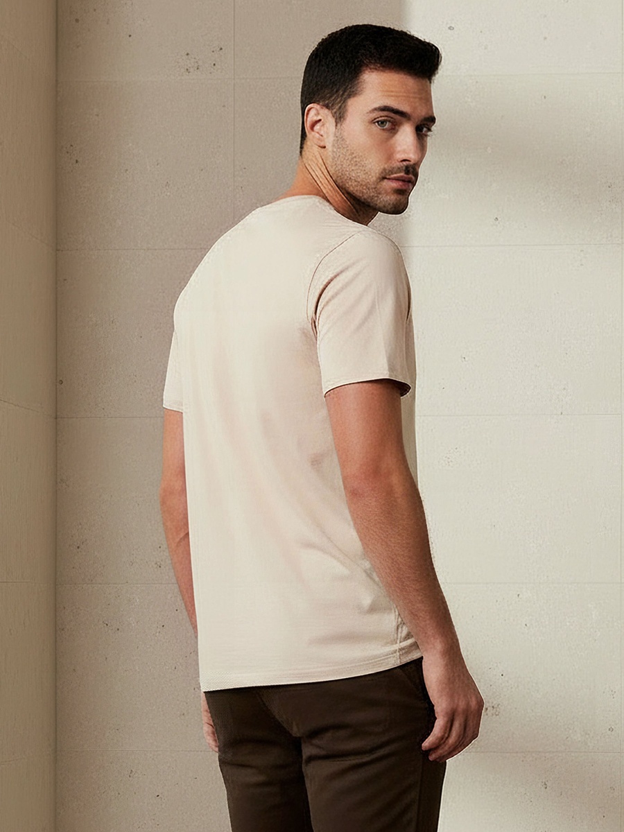 Men Slim Fit Round Neck Short Sleeve Slogan Print T-Shirt