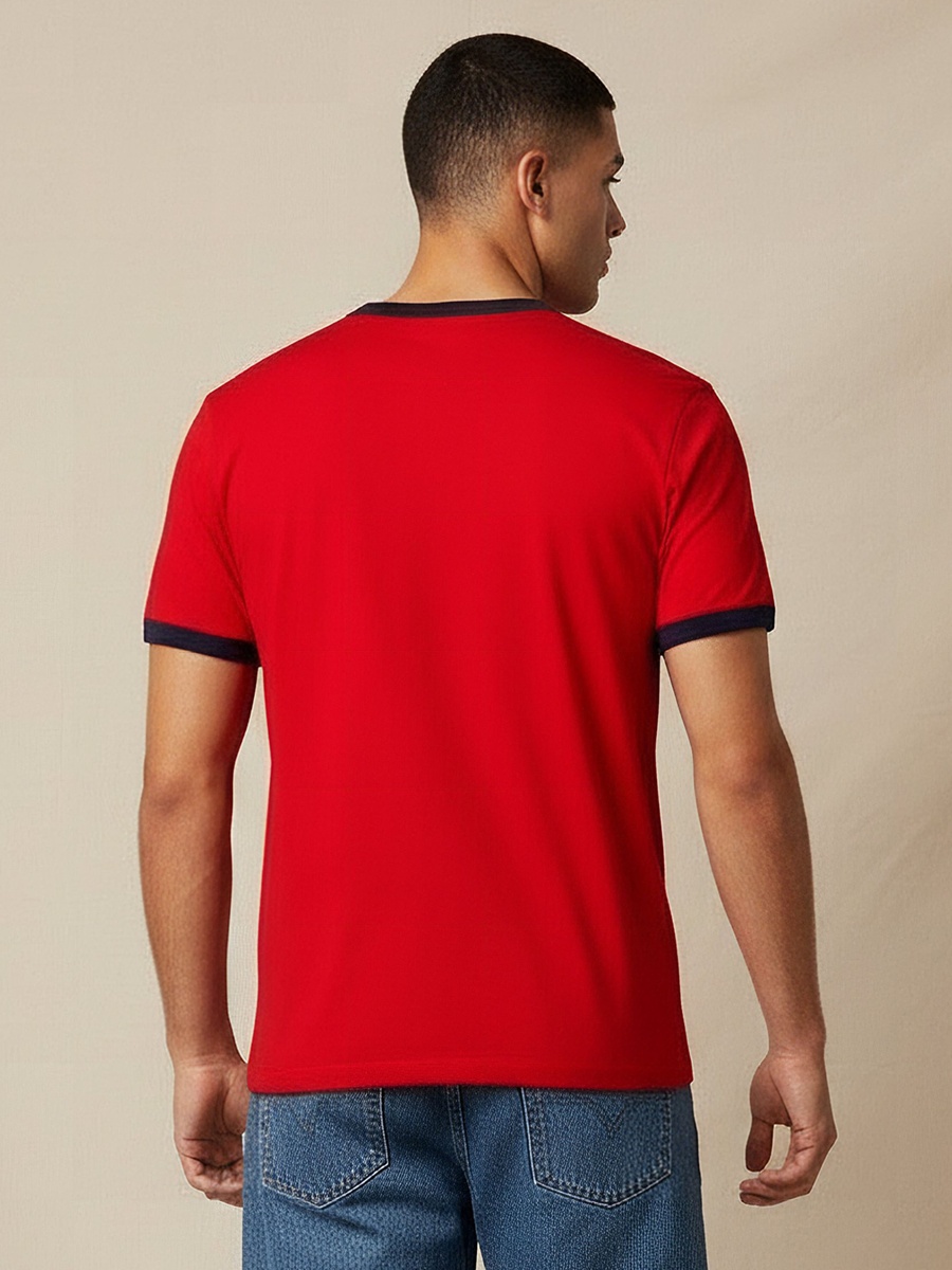 Men Regular Fit Crew Neck Short Sleeve Logo Print T-Shirt