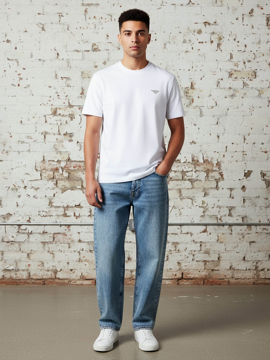 Men Regular Fit Crew Neck Short Sleeves Applique T-Shirt