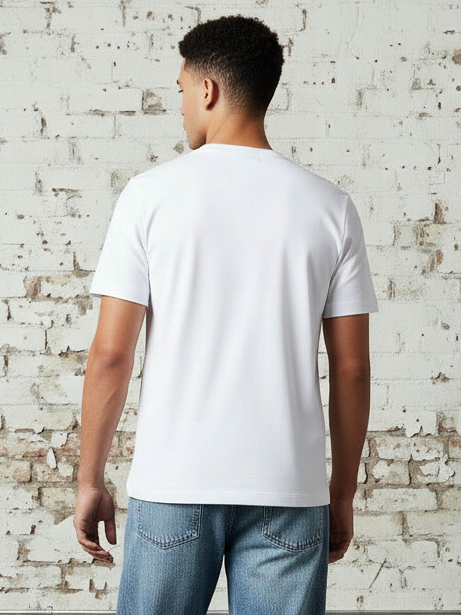 Men Regular Fit Crew Neck Short Sleeves Applique T-Shirt