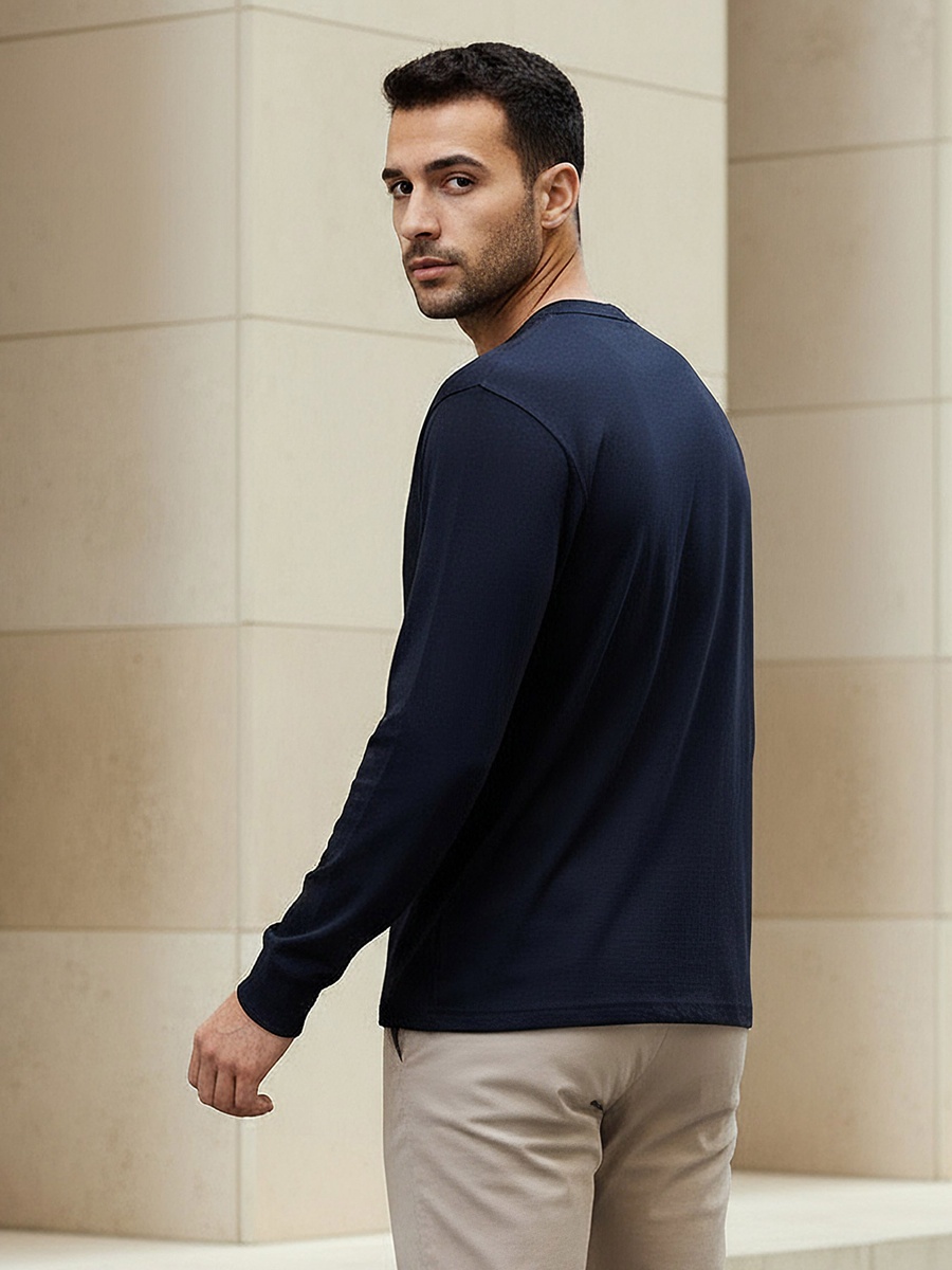 Men Henley Neck T-Shirt