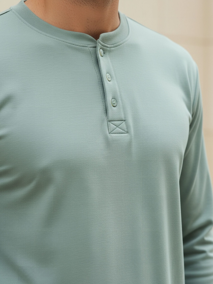 Men Henley Neck T-Shirt