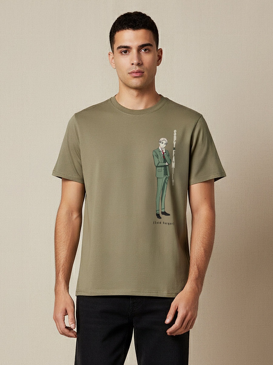 Men Regular Fit Crew Neck Short Sleeve Spy Family Print T-Shirt