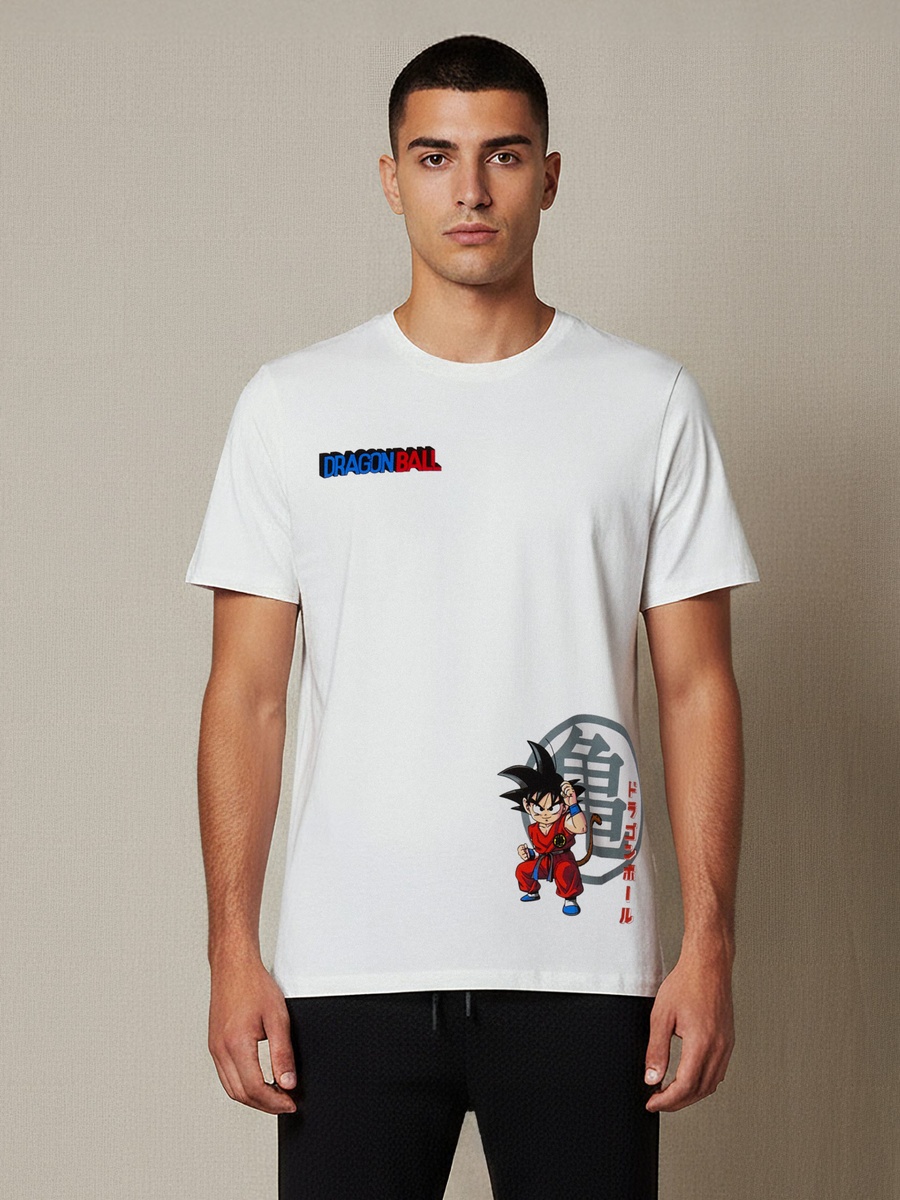 Men Regular Fit Crew Neck Short Sleeve Dragon Ball Print T-Shirt