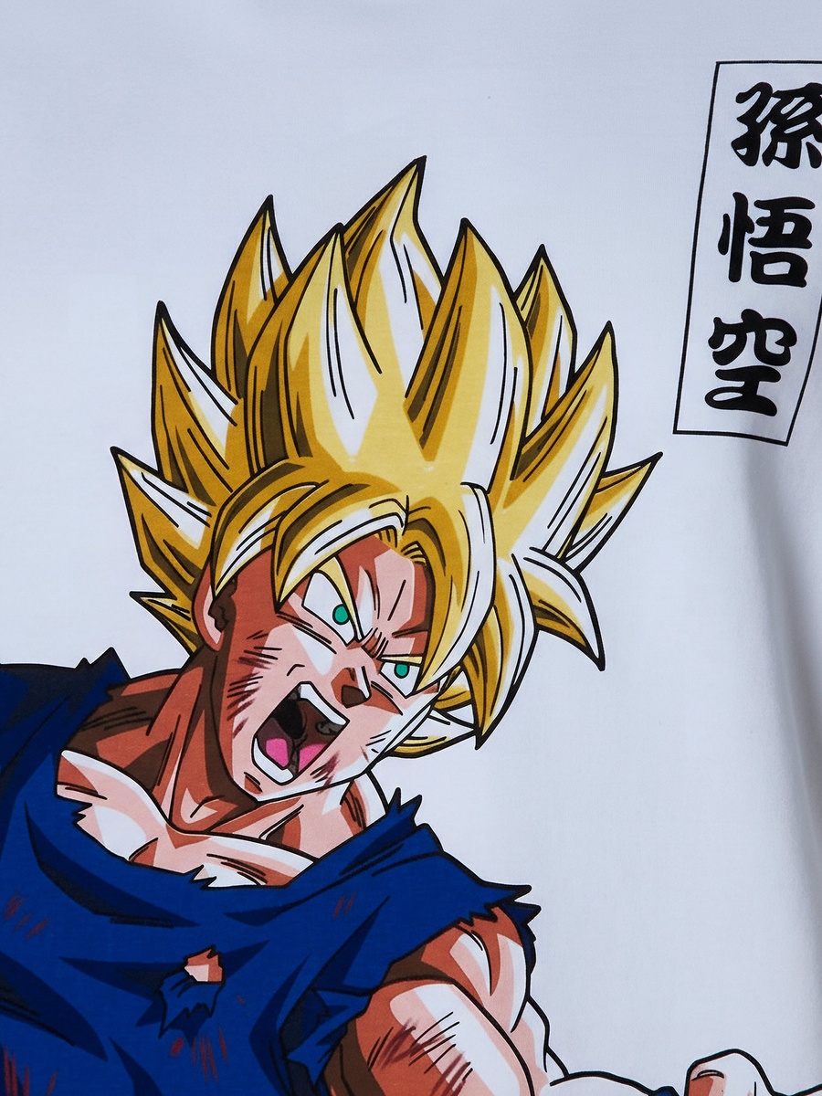 Men Regular Fit Crew Neck Short Sleeves Goku Dragon Ball Print T-Shirt