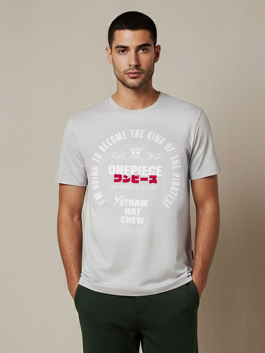 Men Regular Fit Crew Neck Short Sleeve One Piece Print T-Shirt
