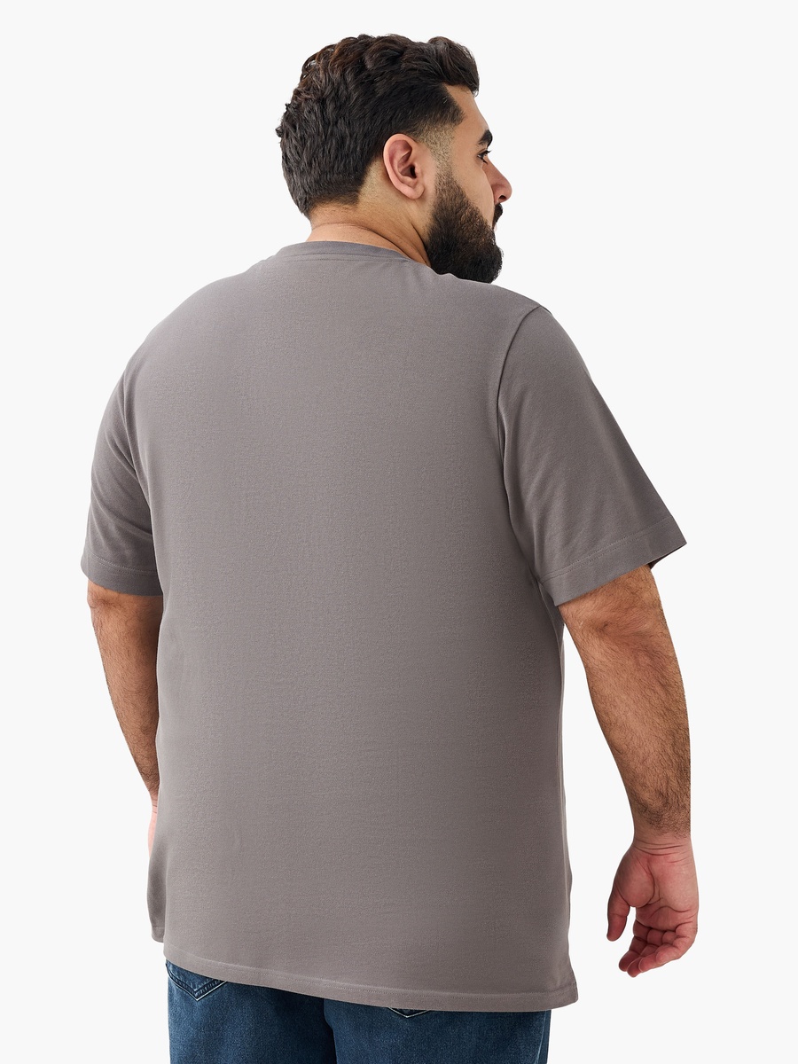 Men Regular Fit Round Neck Short Sleeve Slogan Print T-Shirt