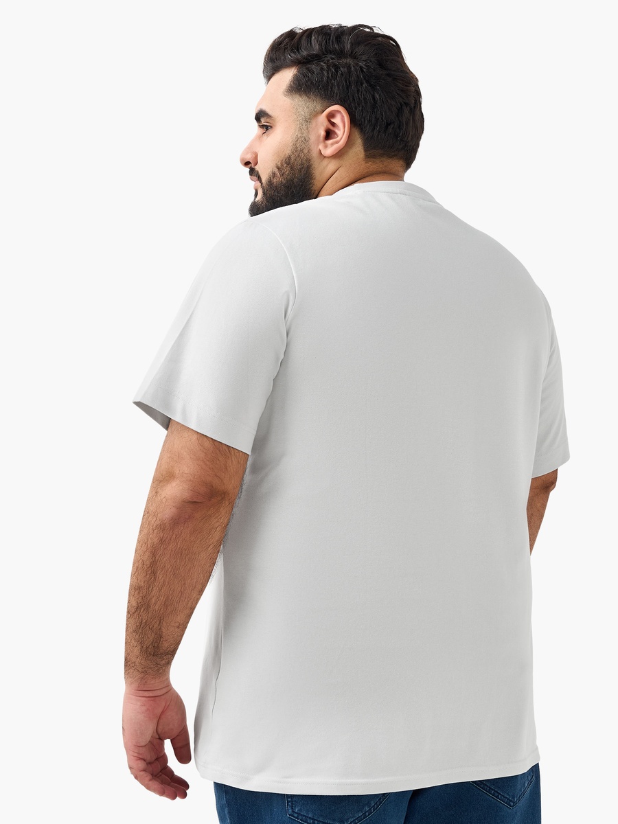 Men Regular Fit Round Neck Short Sleeve Slogan Embossed T-Shirt