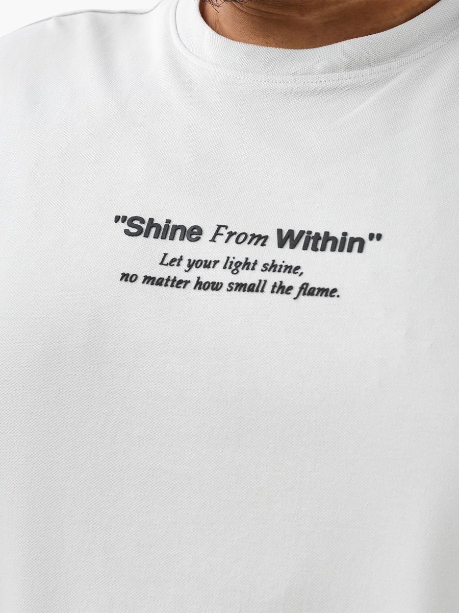 Men Regular Fit Round Neck Short Sleeve Slogan Embossed T-Shirt