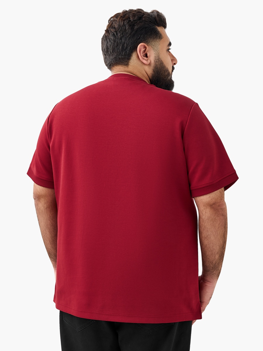 Men Regular Fit Round Neck Short Sleeve Slogan Embossed T-Shirt
