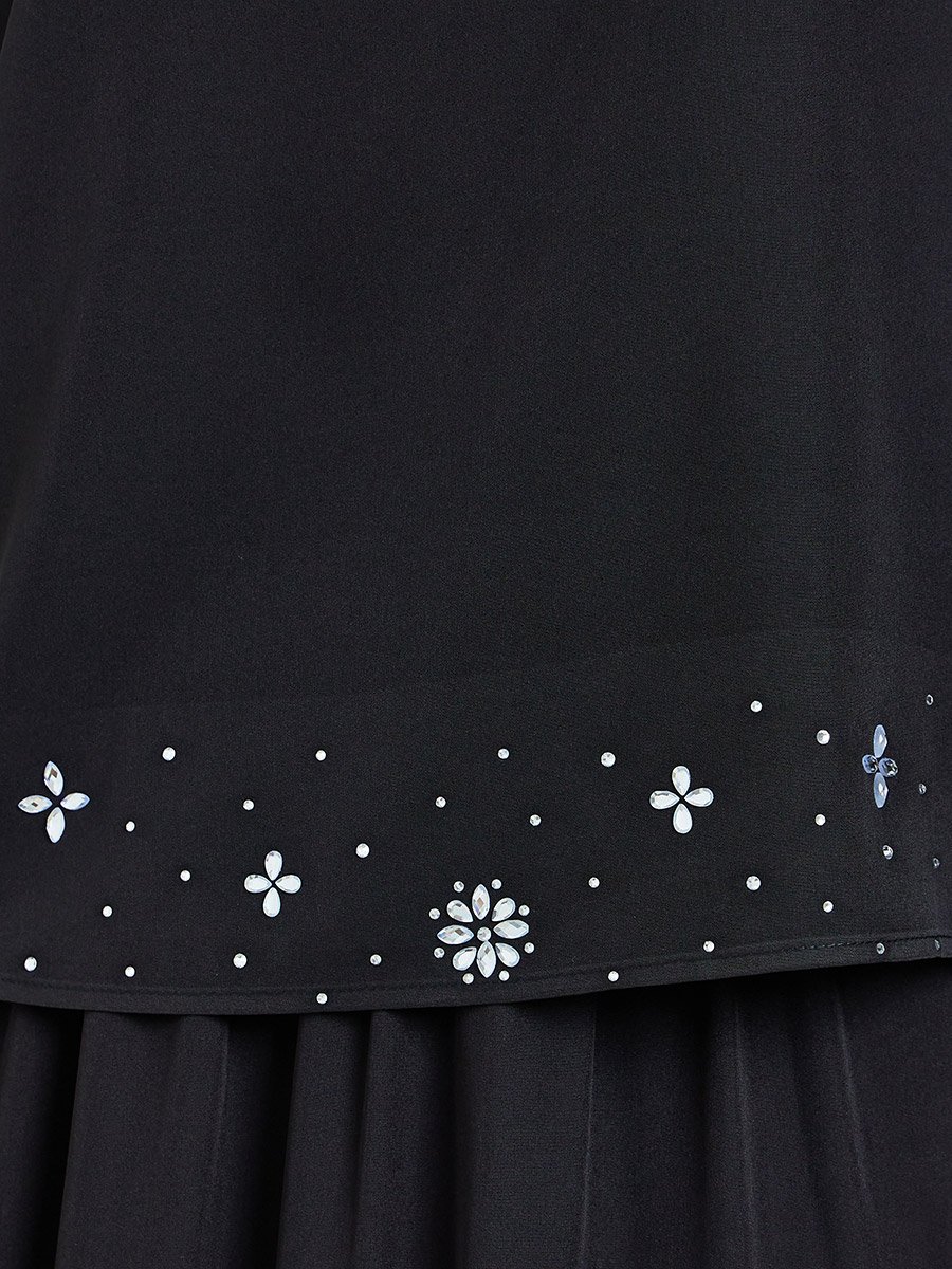 Black Embellished Top and Maxi Skirt Co-Ords