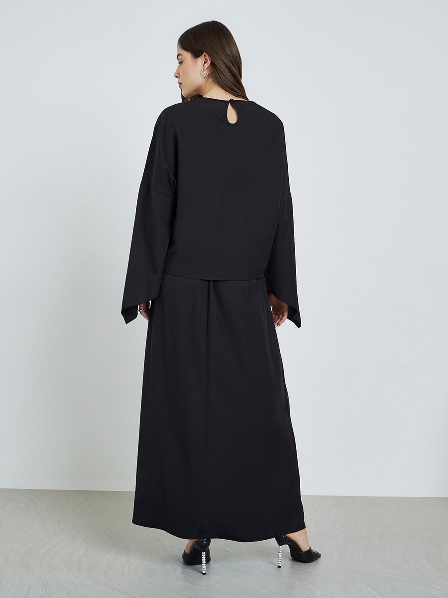 Black Embellished Top and Maxi Skirt Co-Ords