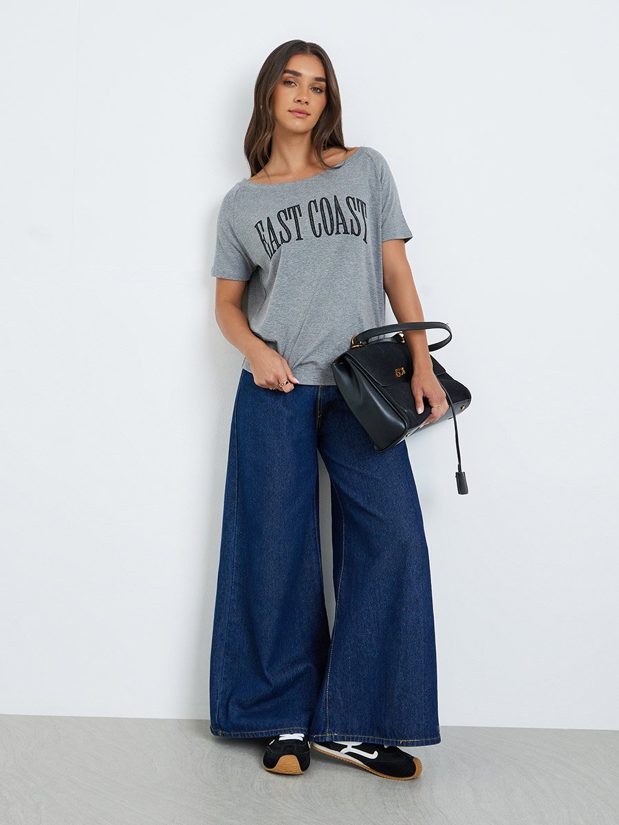Women Grey Slogan Print T-Shirt