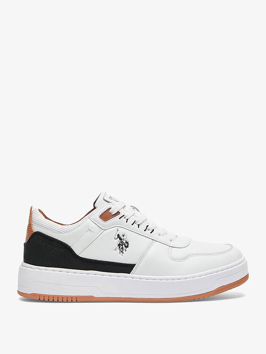 Men White Low-Top Sneakers - Modern Design with Accents