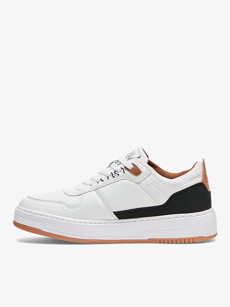 Men White Low-Top Sneakers - Modern Design with Accents