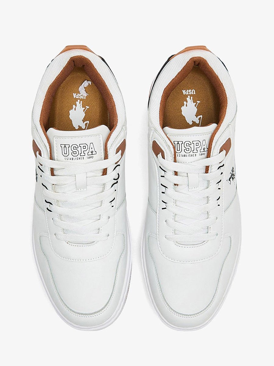 Men White Low-Top Sneakers - Modern Design with Accents