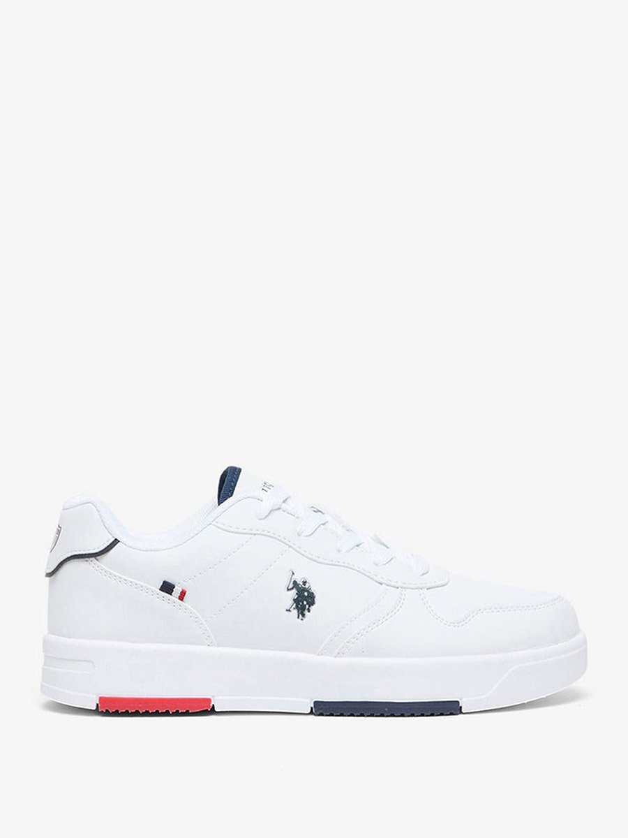 Women White Low-Top Sneakers with Accents