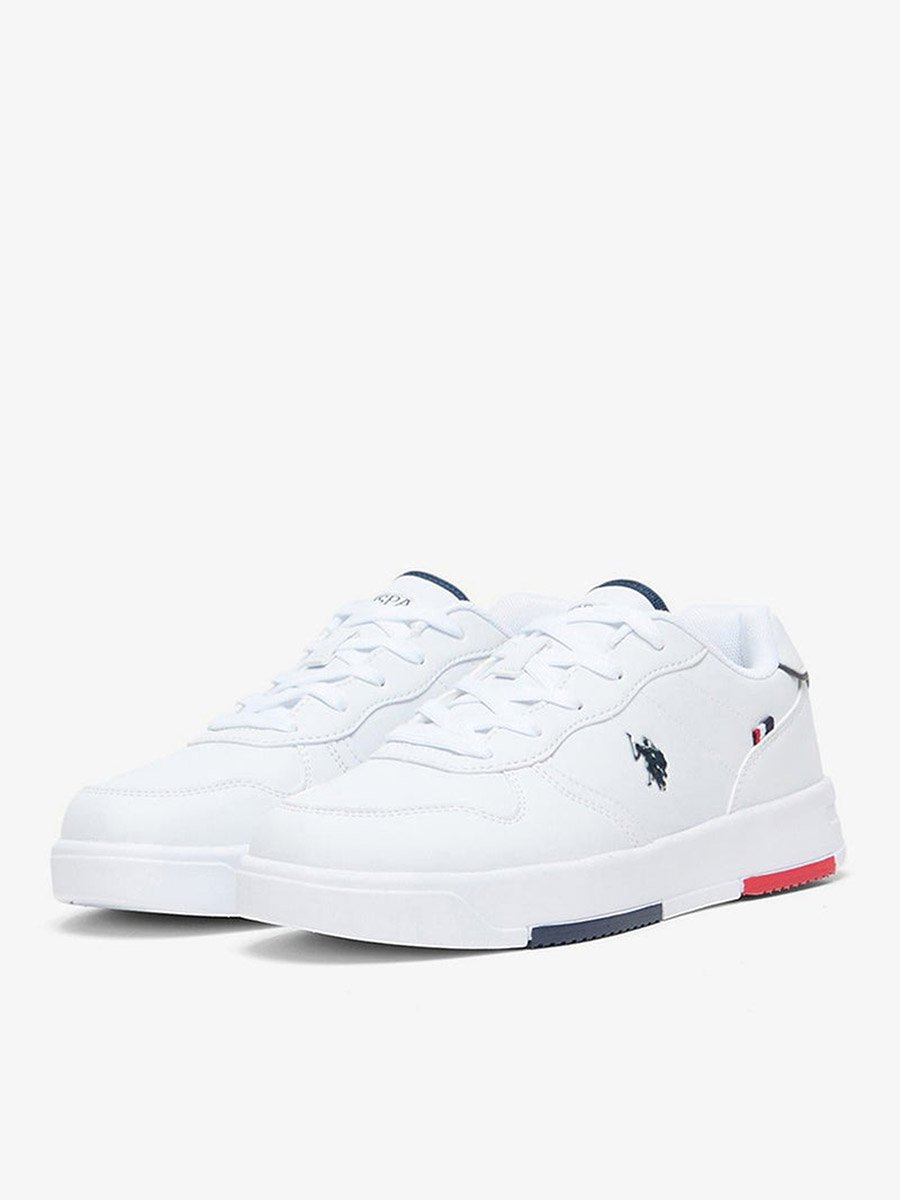 Women White Low-Top Sneakers with Accents
