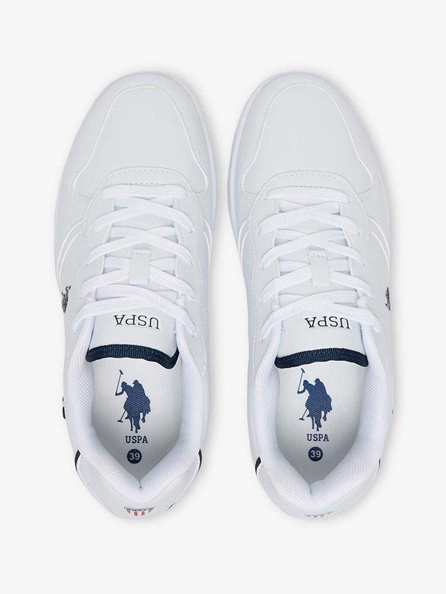 Women White Low-Top Sneakers with Accents