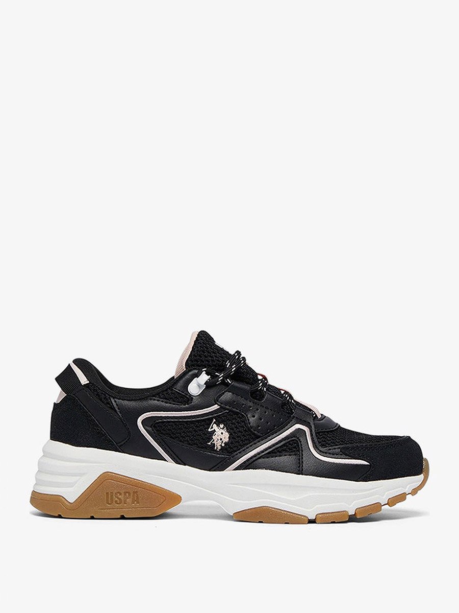 Women Black Low-Top Sneakers - Lightweight Lace-Up Design