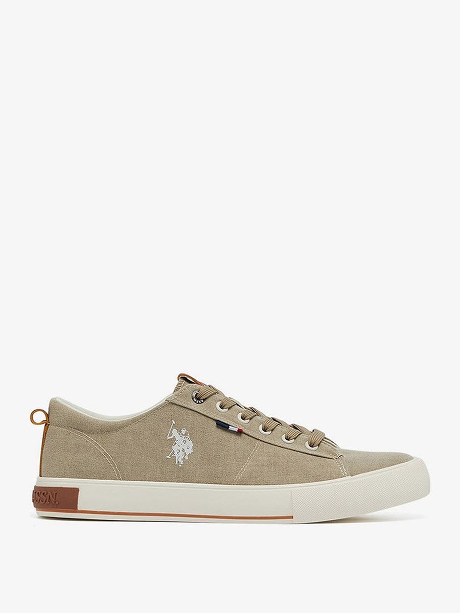 Men Beige Low-Canvas Top Sneakers - Lightweight