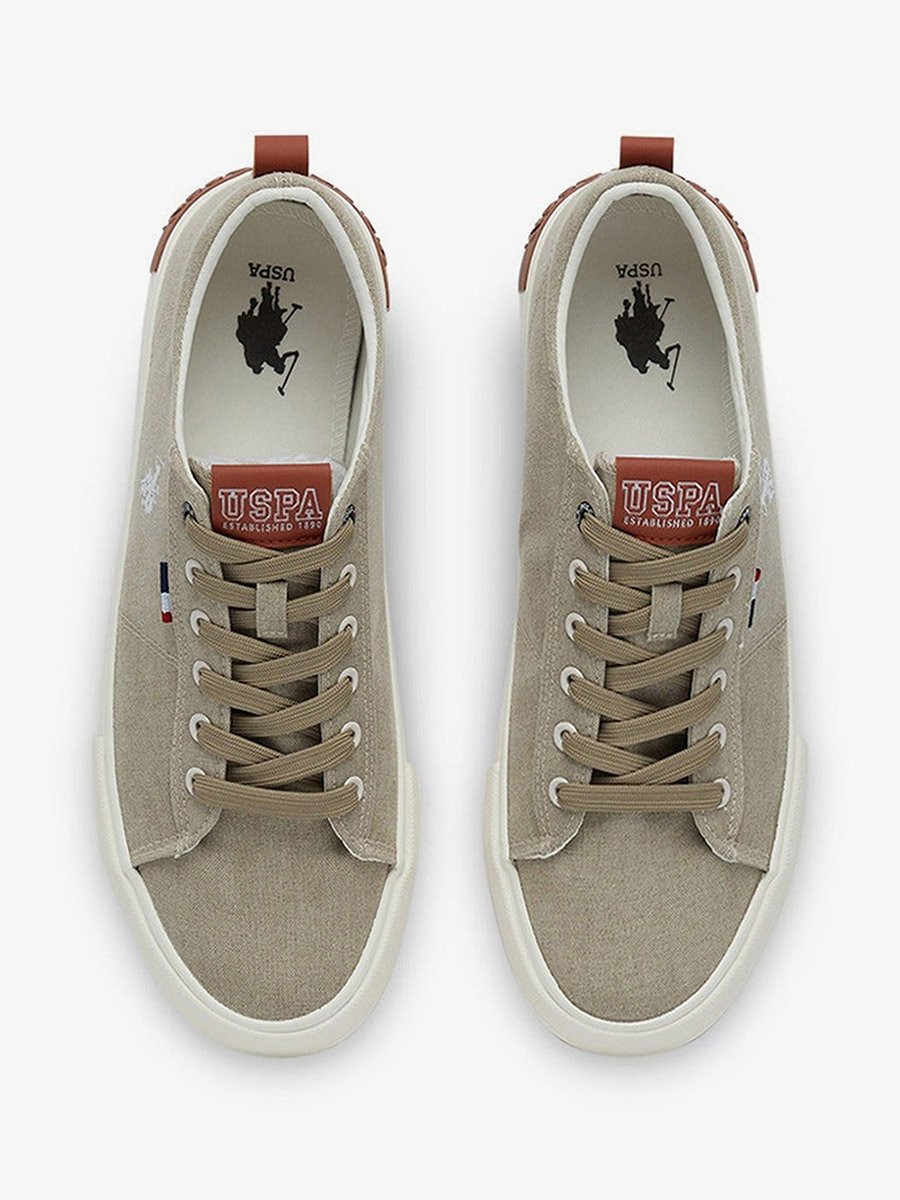 Men Beige Low-Canvas Top Sneakers - Lightweight