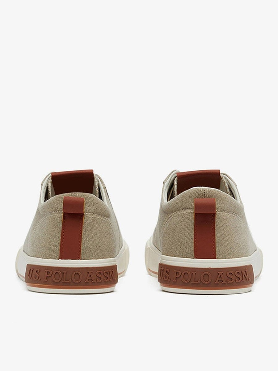 Men Beige Low-Canvas Top Sneakers - Lightweight
