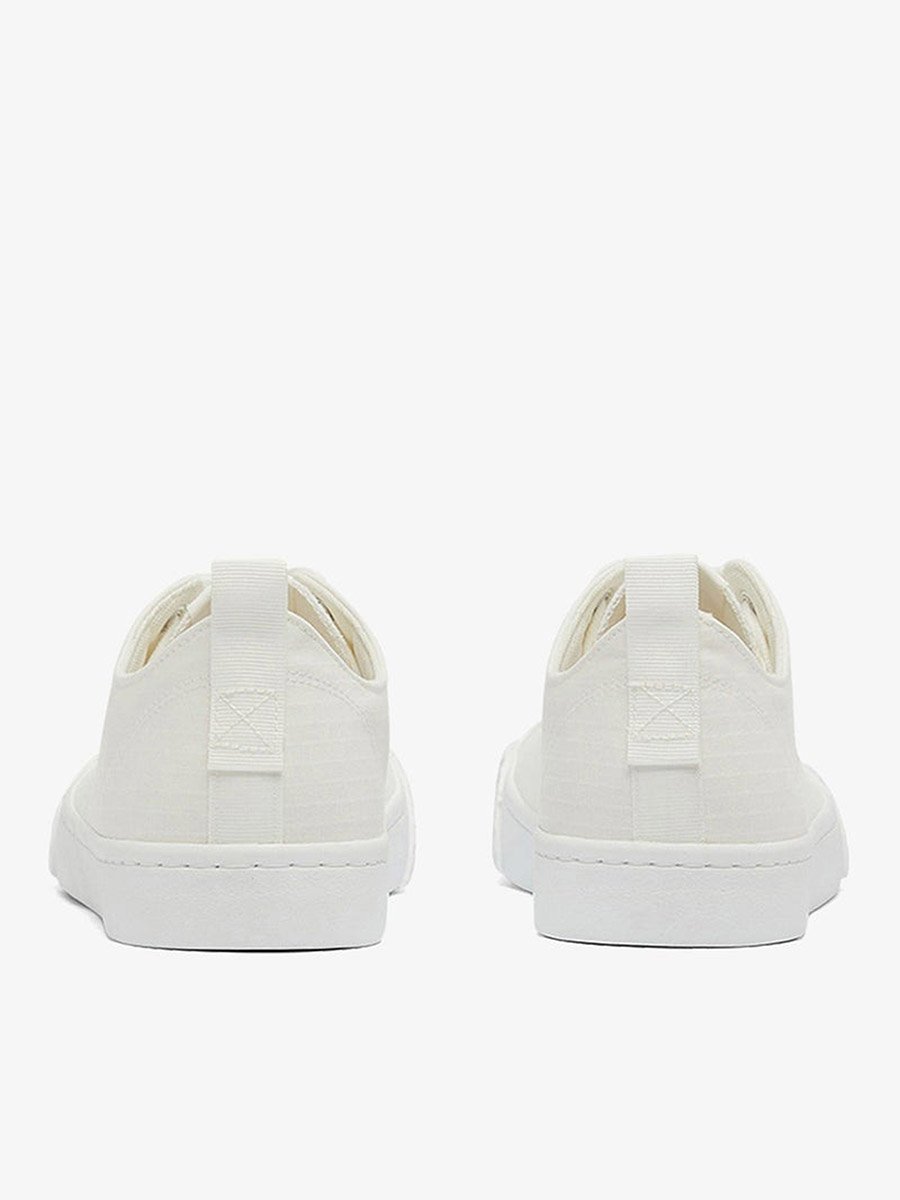 Men White Low-Top Canvas Sneakers - Iconic Branding