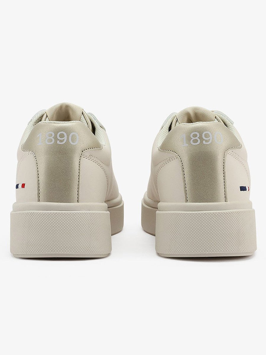 Women Beige Low-Top Sneakers - Stylish Lace-Up Design