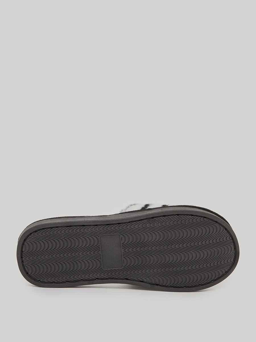 Zebra Print Fuzzy Bedroom Slippers