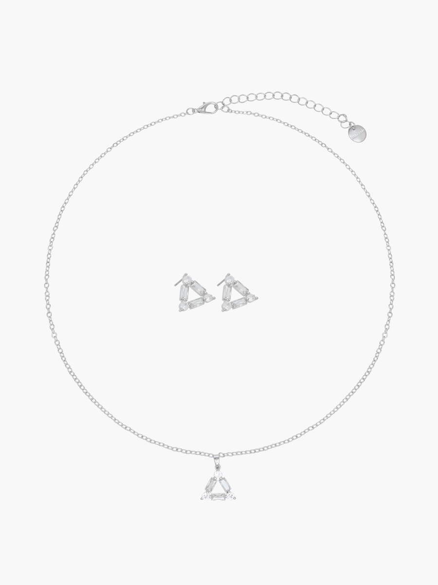 Set of 2 - Embellished Cubic Zirconia Necklace and Earrings