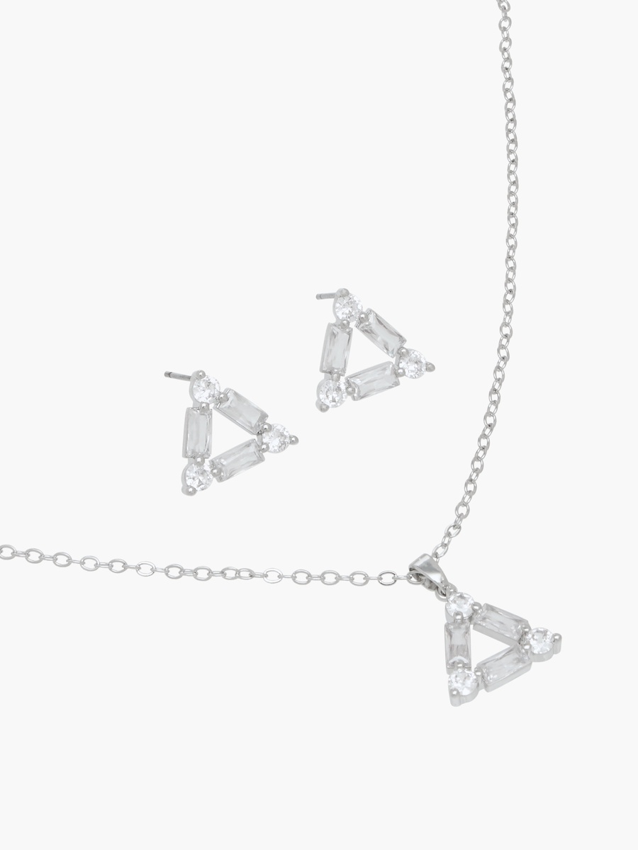 Set of 2 - Embellished Cubic Zirconia Necklace and Earrings