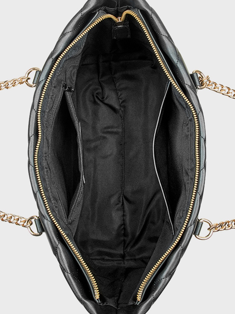Meilani Quilted Double Handle Shoulder Bag with Zipper Closure and Chain Strap