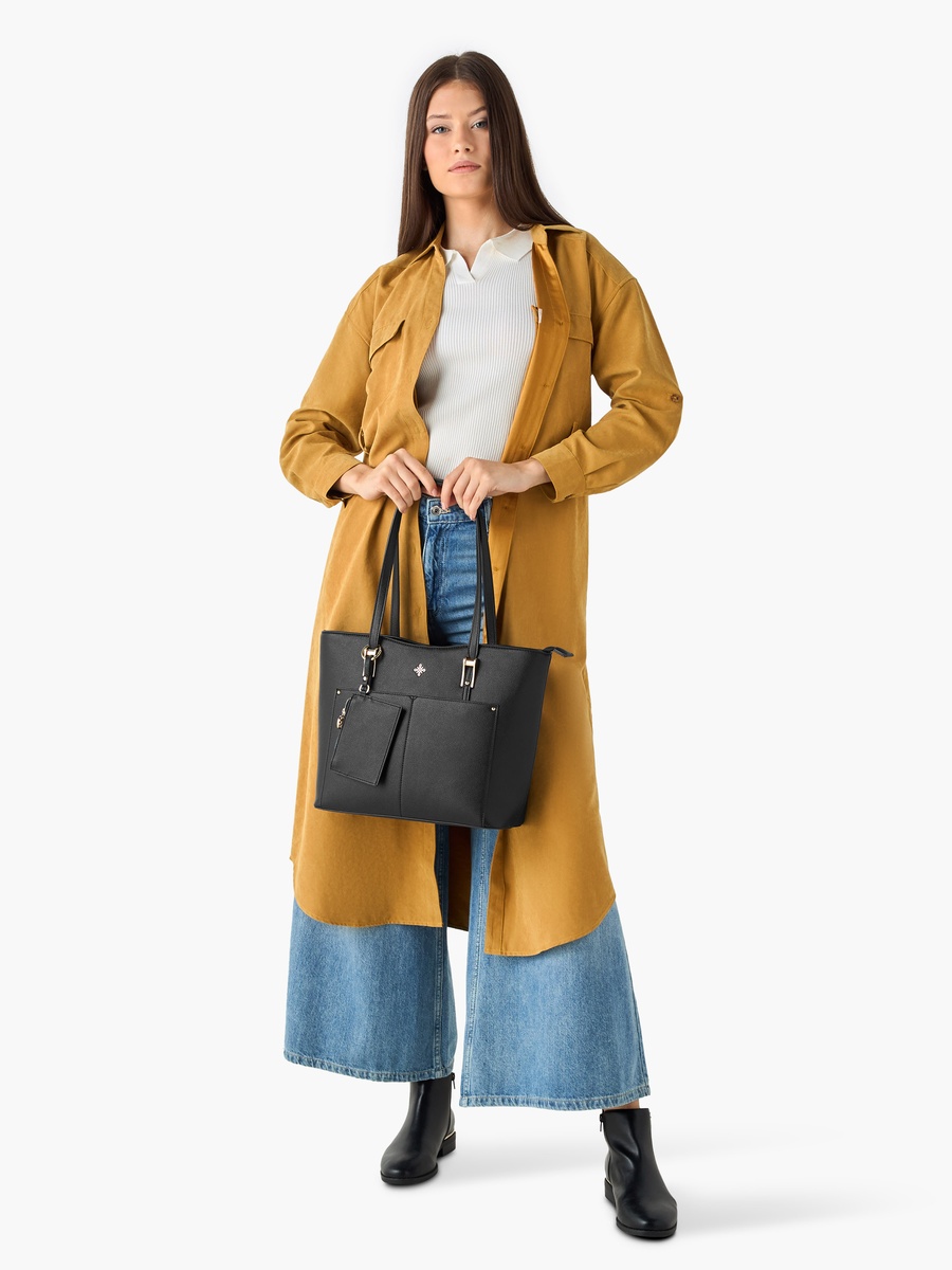Kodes Textured Tote Bag with Detachable Card Holder