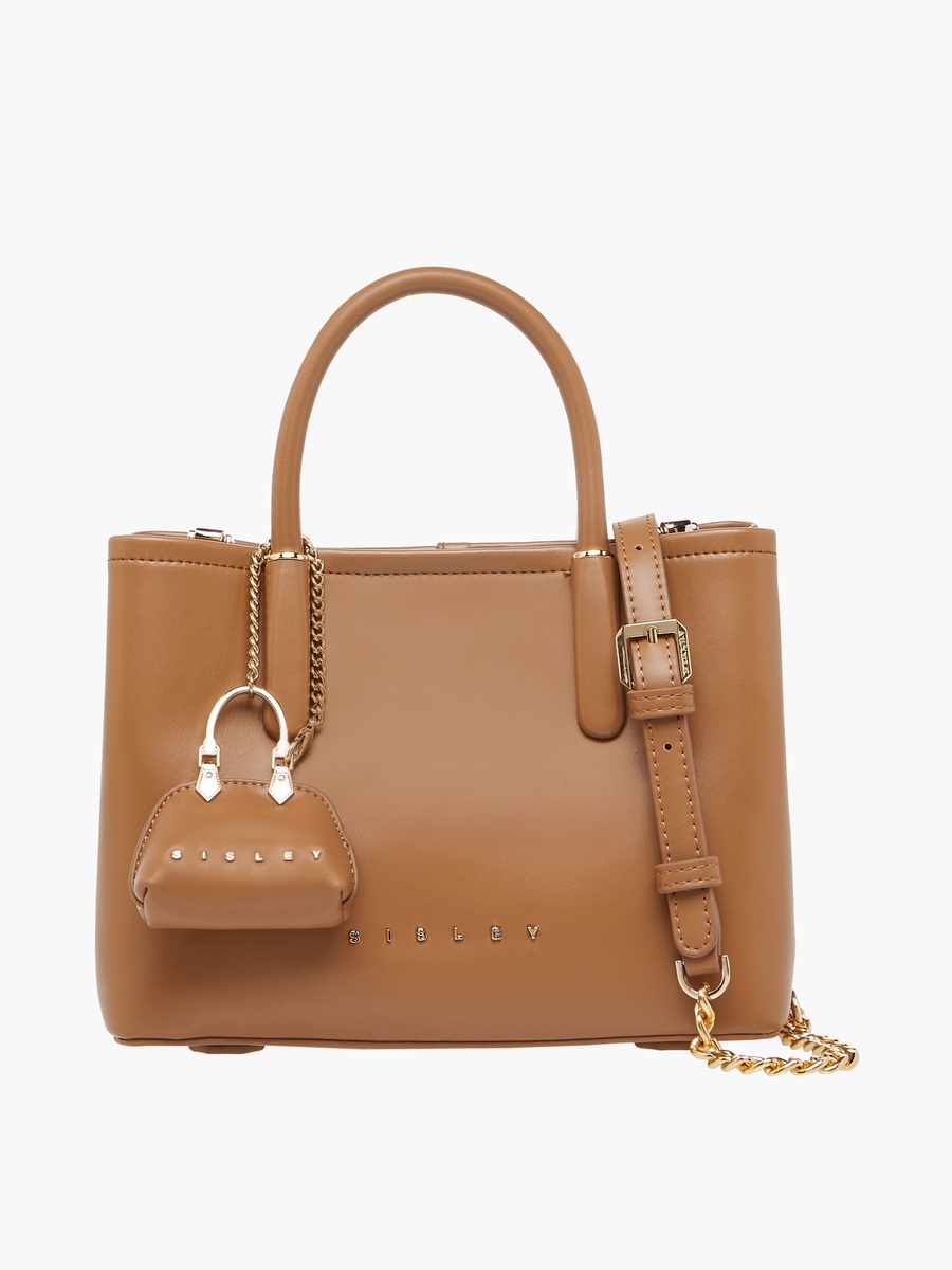 Textured Tote Bag with Charm