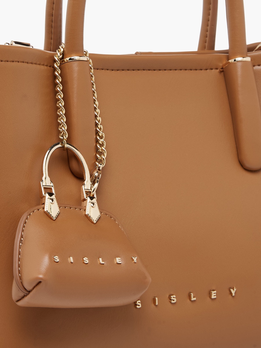 Textured Tote Bag with Charm