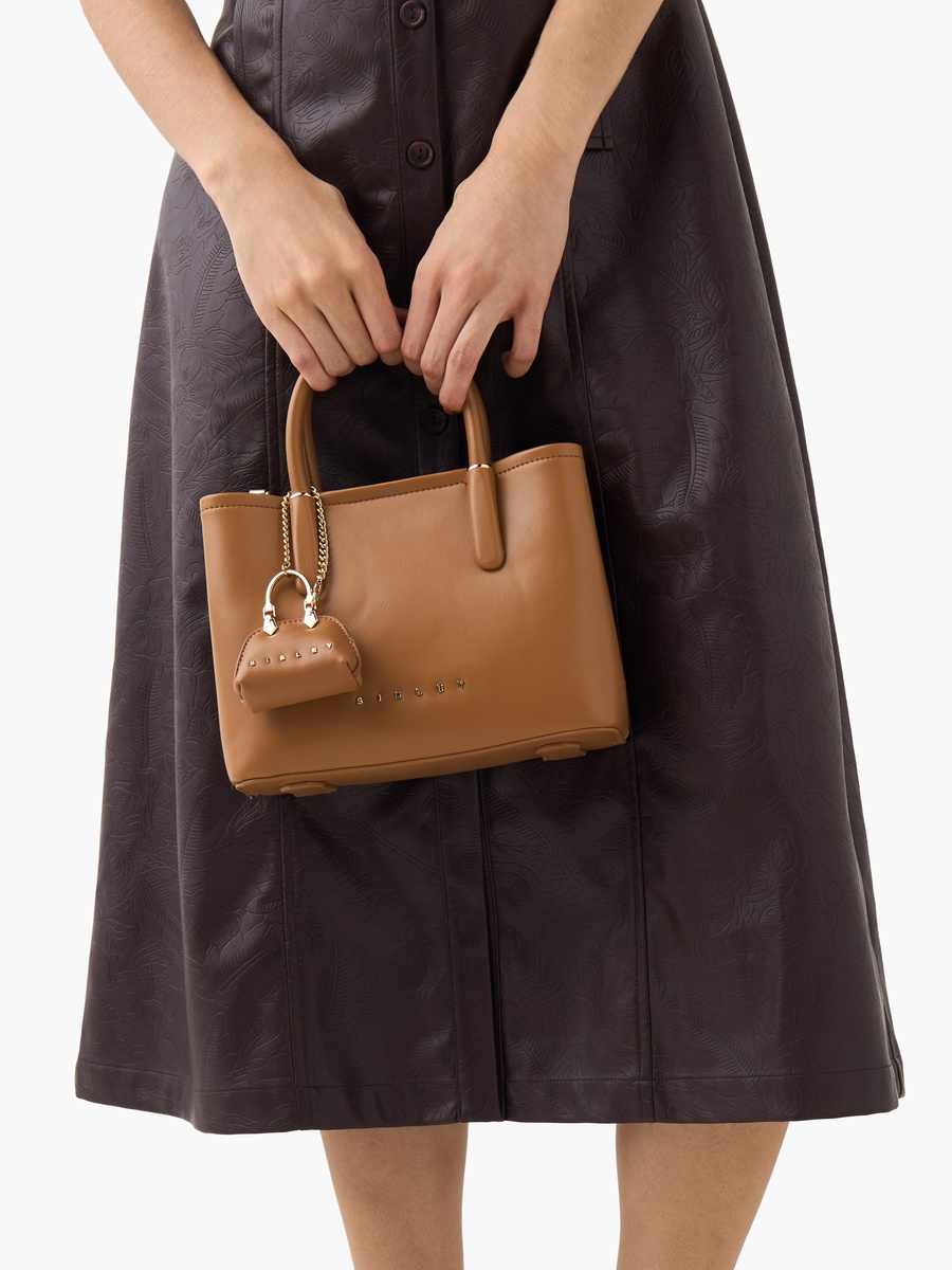 Textured Tote Bag with Charm