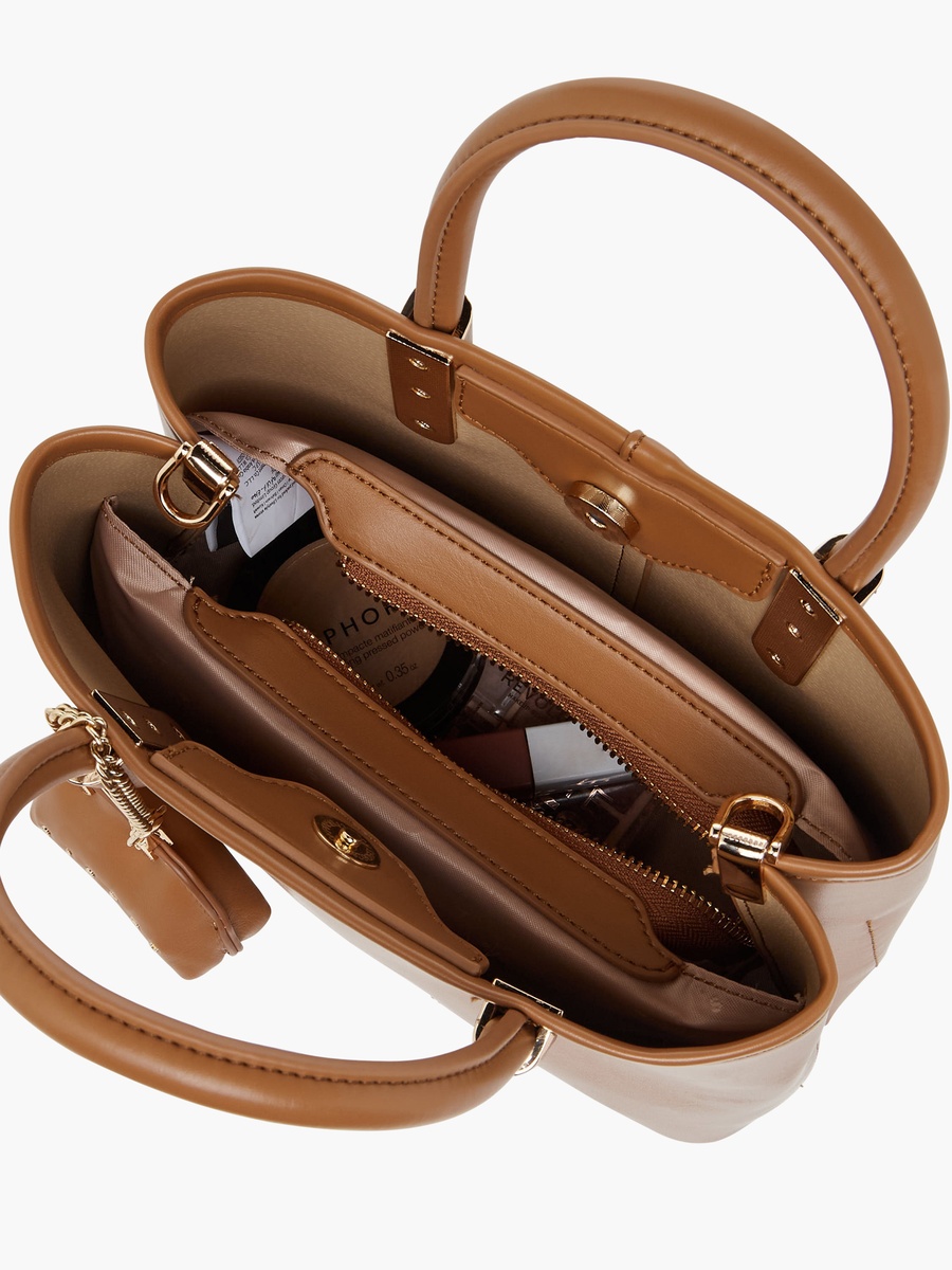Textured Tote Bag with Charm