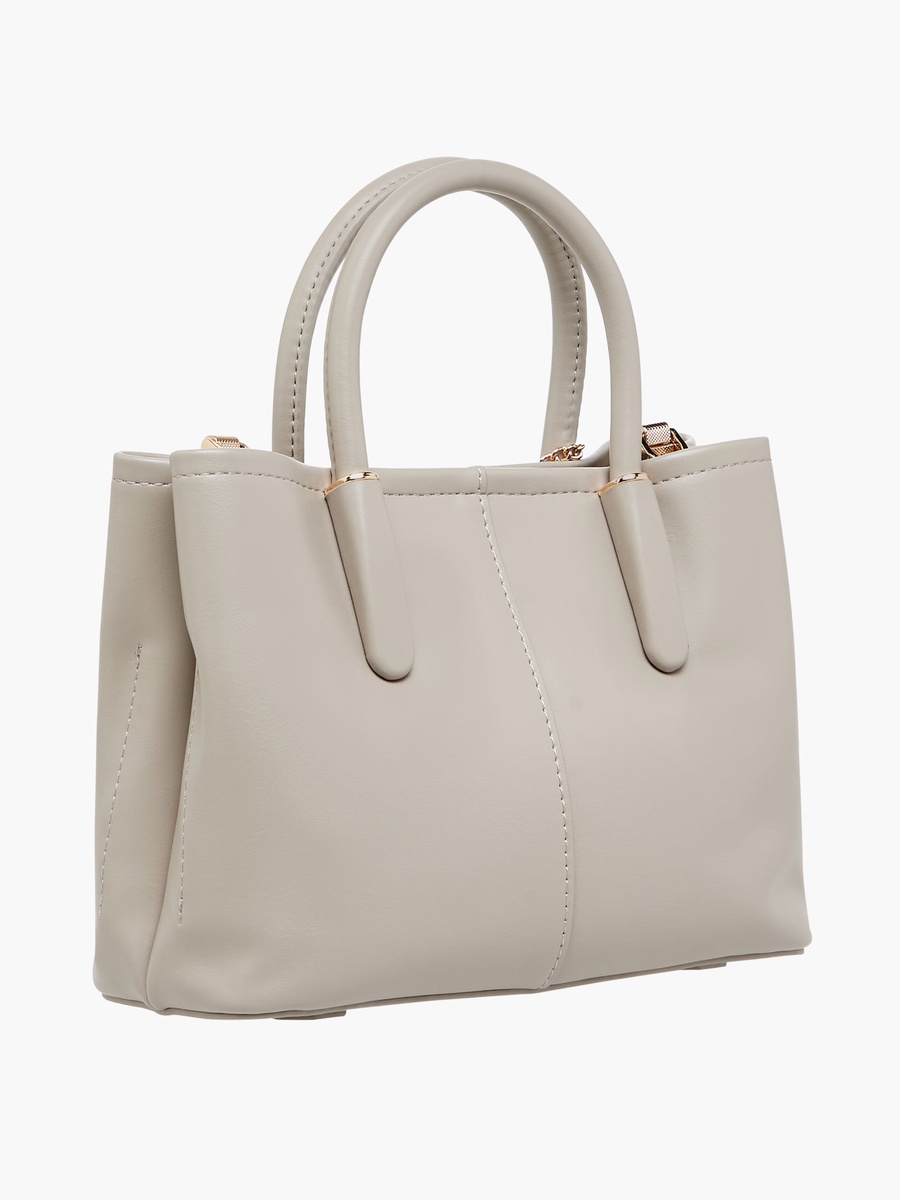 Solid Tote Bag with Detachable Strap