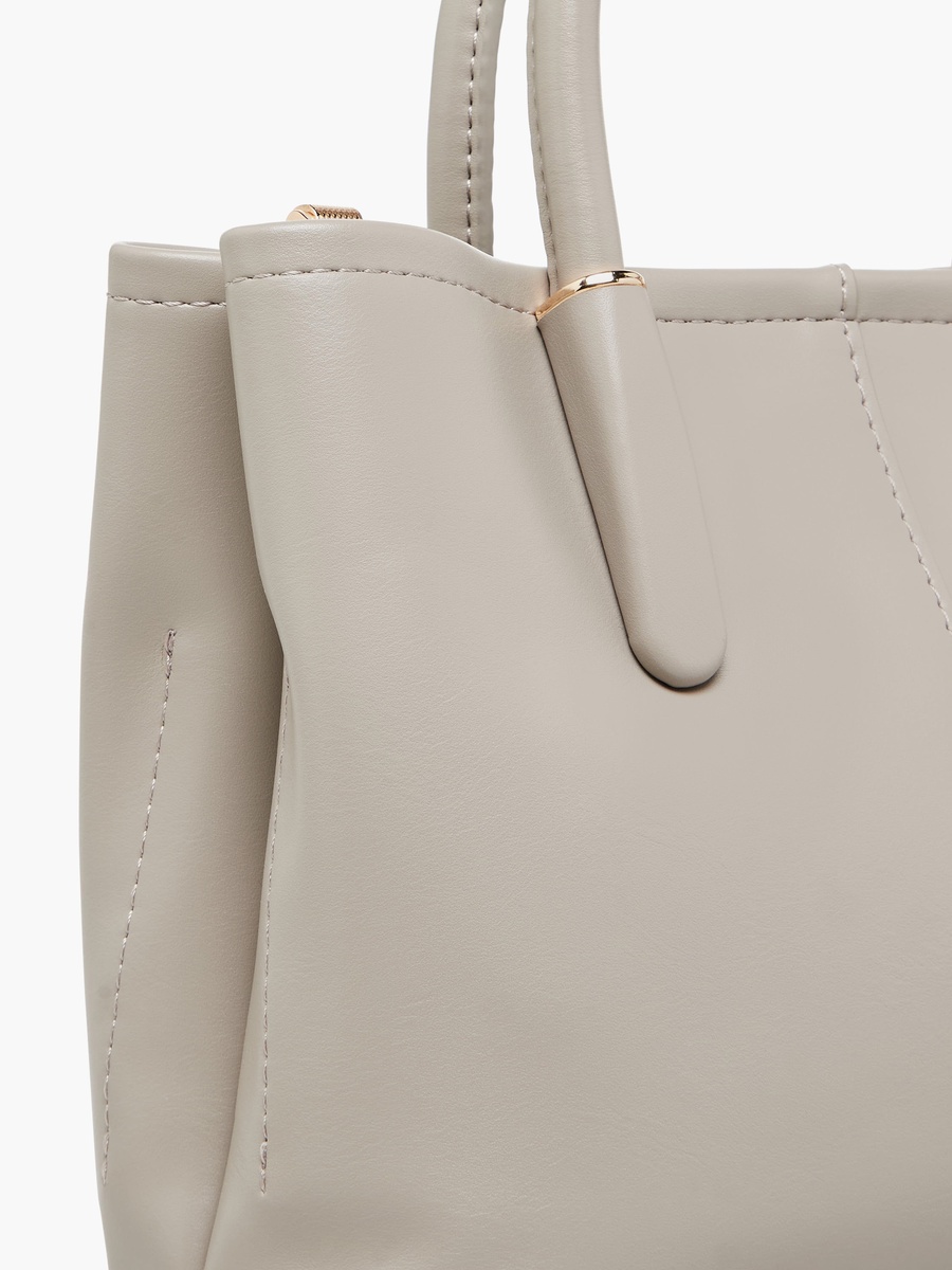Solid Tote Bag with Detachable Strap