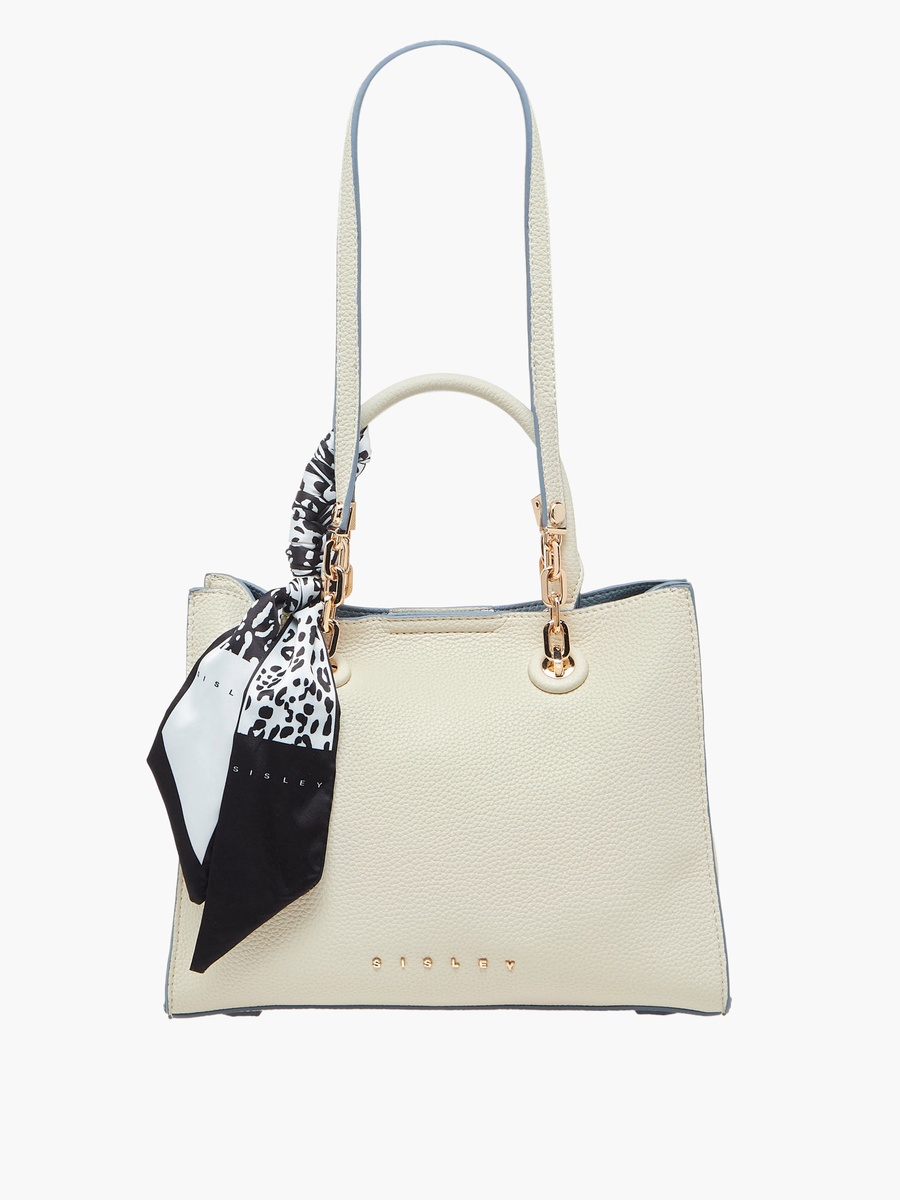 Textured Tote Bag with Scarf Detail
